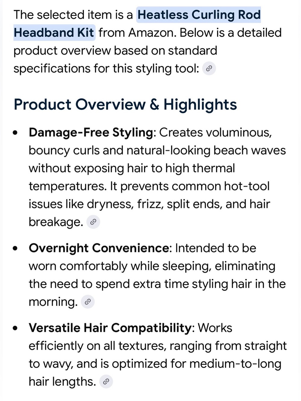 $8 Add-on | No-Heat Satin Hair Curler Headband Set - Black - Picture 2 of 13
